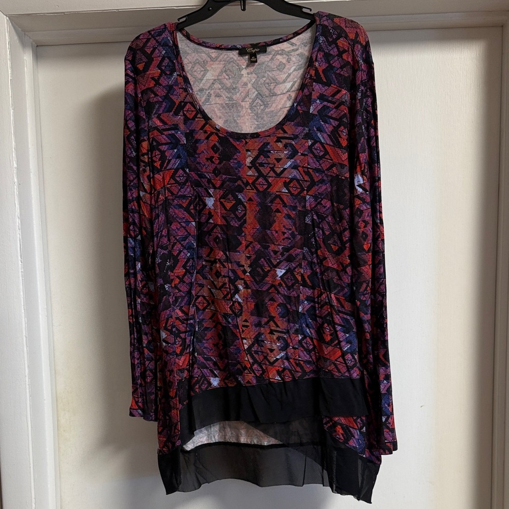 Cupio Women's Red and Purple Long Sleeve Top